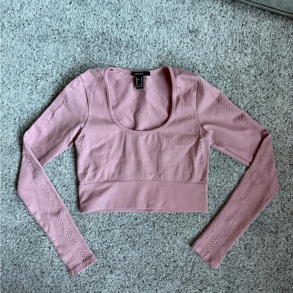 Forever 21 Blush Pink Ribbed Crop Top
